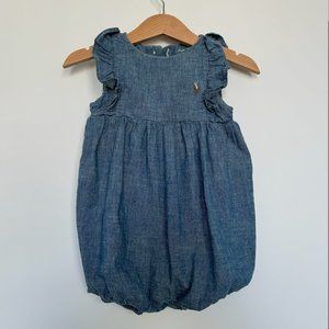 Ralph Lauren Baby Girl Shortall - Indigo Chambray, 9M